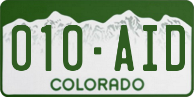 CO license plate 010AID
