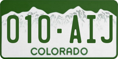 CO license plate 010AIJ