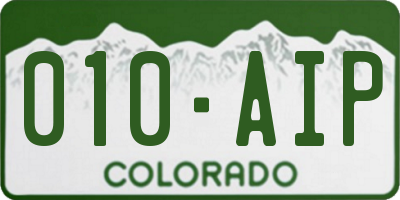 CO license plate 010AIP