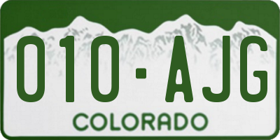 CO license plate 010AJG