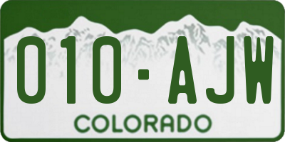 CO license plate 010AJW