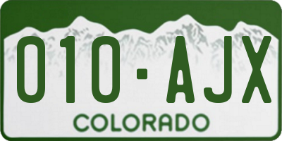 CO license plate 010AJX