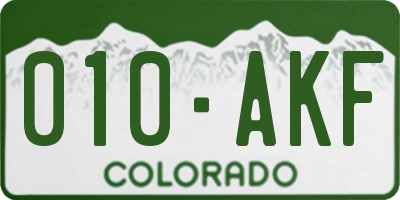 CO license plate 010AKF