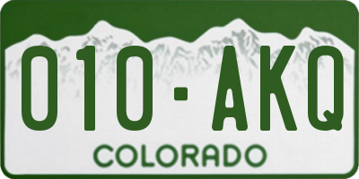 CO license plate 010AKQ