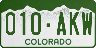 CO license plate 010AKW