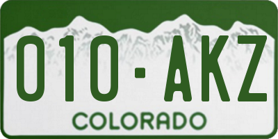 CO license plate 010AKZ