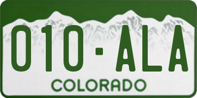CO license plate 010ALA