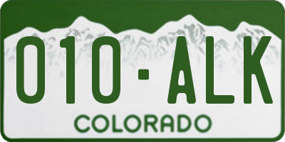 CO license plate 010ALK