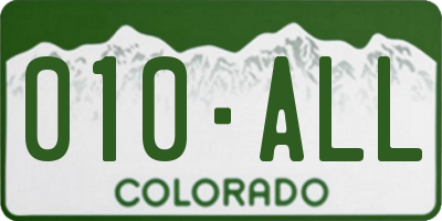 CO license plate 010ALL