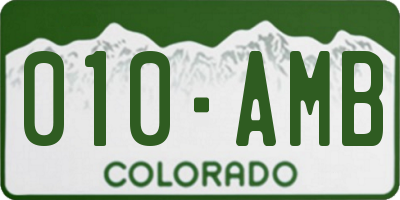 CO license plate 010AMB