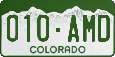 CO license plate 010AMD
