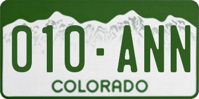 CO license plate 010ANN