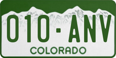 CO license plate 010ANV