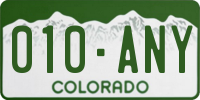 CO license plate 010ANY