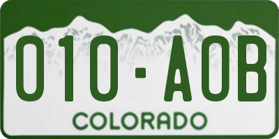 CO license plate 010AOB