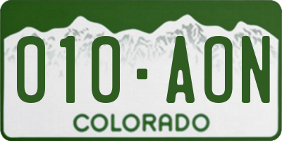 CO license plate 010AON