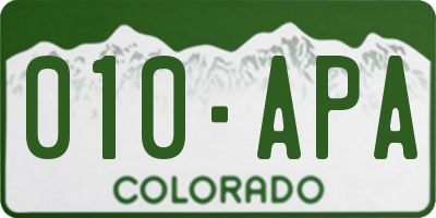 CO license plate 010APA