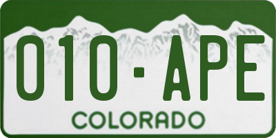 CO license plate 010APE