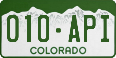 CO license plate 010API