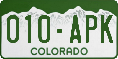 CO license plate 010APK
