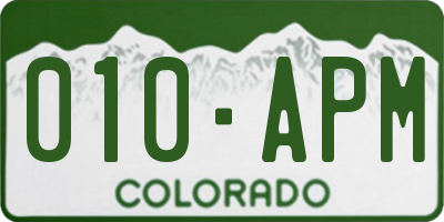 CO license plate 010APM