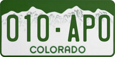 CO license plate 010APO