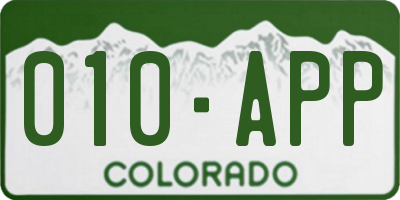 CO license plate 010APP