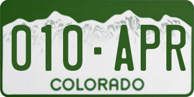 CO license plate 010APR