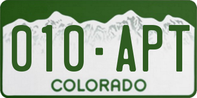 CO license plate 010APT