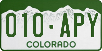 CO license plate 010APY