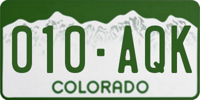 CO license plate 010AQK