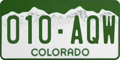 CO license plate 010AQW