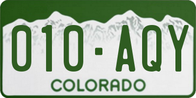 CO license plate 010AQY