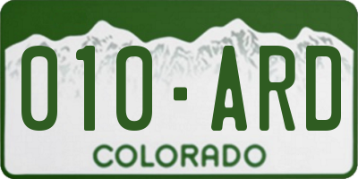 CO license plate 010ARD