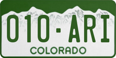 CO license plate 010ARI