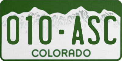 CO license plate 010ASC