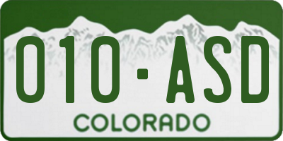 CO license plate 010ASD