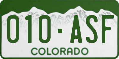CO license plate 010ASF