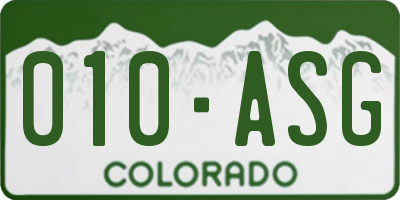 CO license plate 010ASG