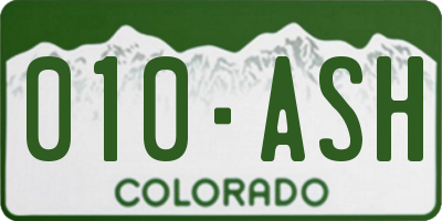 CO license plate 010ASH