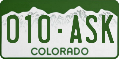 CO license plate 010ASK