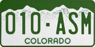 CO license plate 010ASM