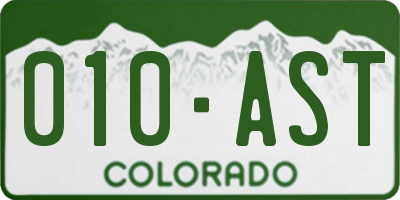 CO license plate 010AST