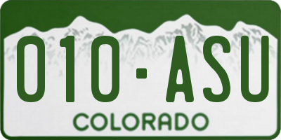 CO license plate 010ASU
