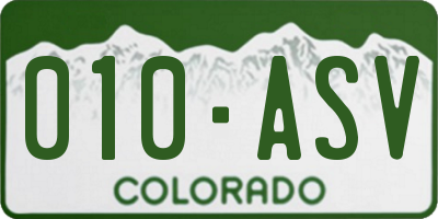 CO license plate 010ASV