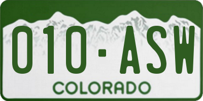 CO license plate 010ASW