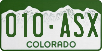 CO license plate 010ASX