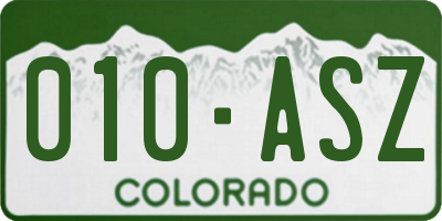 CO license plate 010ASZ