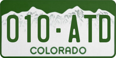 CO license plate 010ATD