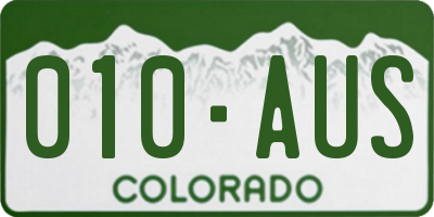 CO license plate 010AUS